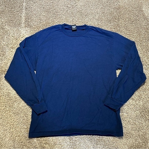 Hanes Beefy-T long sleeve Navy Blue Ee - Picture 1 of 2